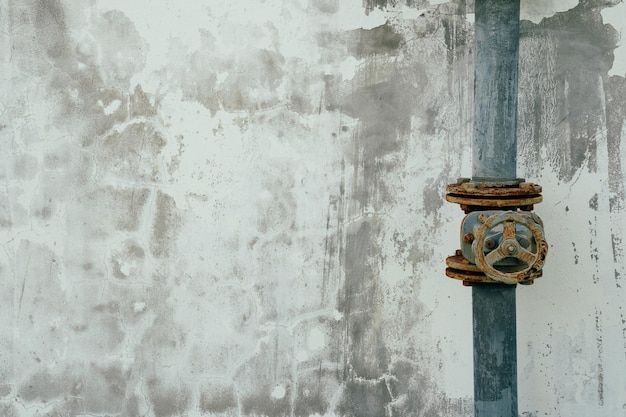 Pared de cemento y textura de fondo de tubería vieja con espacio