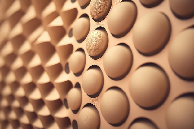 Una pared de círculos marrones con la palabra huevo.