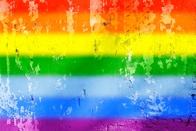 Foto pared de color arco iris como símbolo de tolerancia y diversidad