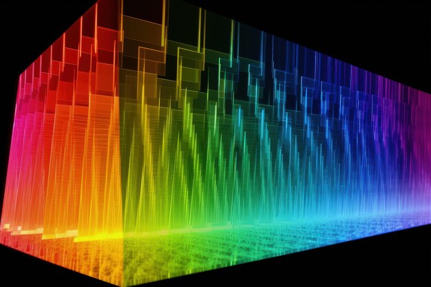 Foto una pared con los colores del arcoíris y una ia generativa de fondo negro