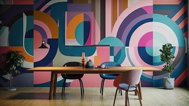 una pared colorida con un fondo colorido con un diseño colorido.