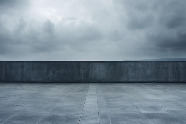 una pared de concreto con una pared gris oscuro y un piso de concreto