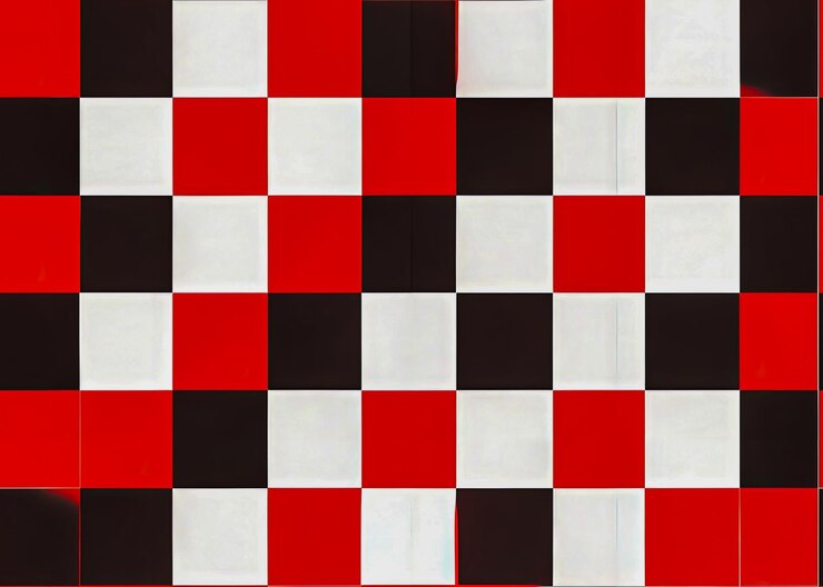 Foto una pared a cuadros roja y negra en un cuadrado rojo y blanco