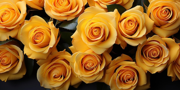 Pared floral natural de rosas amarillas soleadas