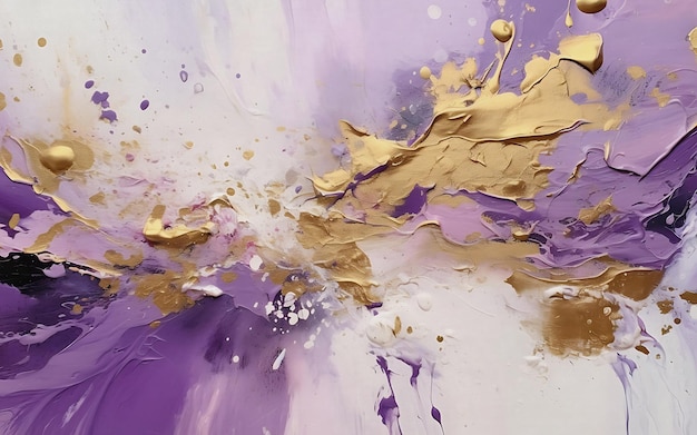 Pared de fondo de arte de pintura al óleo abstracta púrpura y dorada moderna