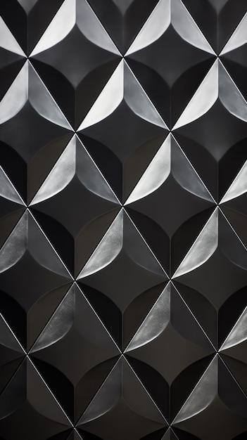 una pared en forma de diamante negro y plateado