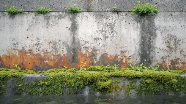 Pared frente al mar con vibrante musgo verde generado por la IA