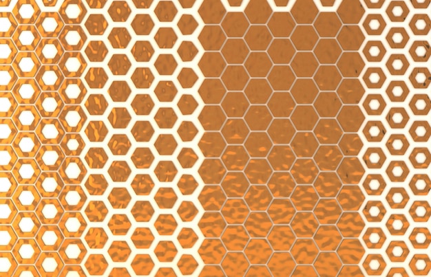 Pared gráfica hexagonal dorada para fondo y fondo