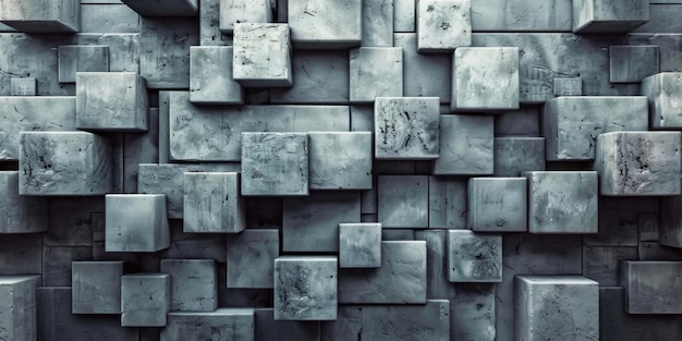 Una pared hecha de bloques grises con un fondo gris