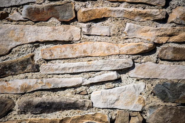 Una pared hecha de piedras con la palabra roca en ella