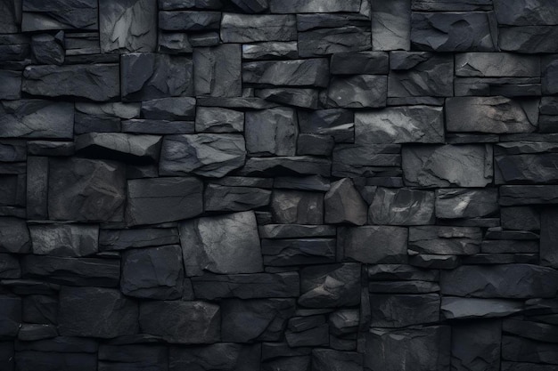 una pared hecha de rocas con un fondo negro