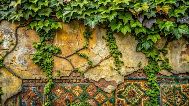 Foto una pared con hiedra creciendo y una planta verde creciendo en ella