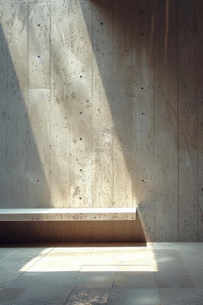 Una pared de hormigón limpia y sin adornos bañada en luz natural suave y difusa