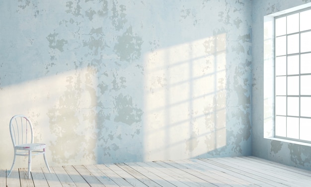 Foto pared interior de estilo loft con ventanas blancas