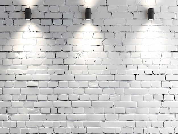 Foto pared de ladrillo blanco con focos fondo y textura para el diseño
