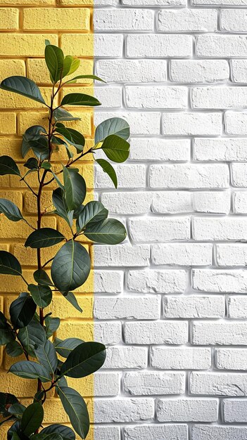 pared de ladrillo blanco con planta