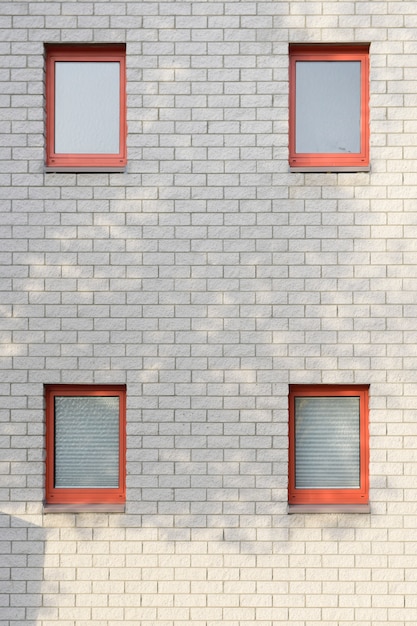 Pared de ladrillo blanco con ventanas