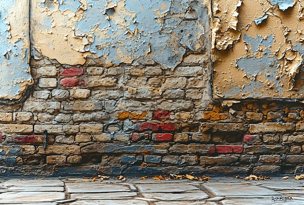 pared de ladrillo marrón de color áspero con óxido y pintura desprendida