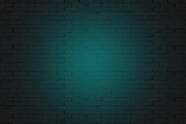 La pared de ladrillo negro es natural con luz turquesa neón.