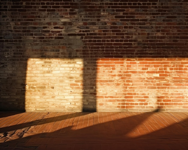 Foto pared de ladrillo con patrones de sombras proyectadas por la luz del sol
