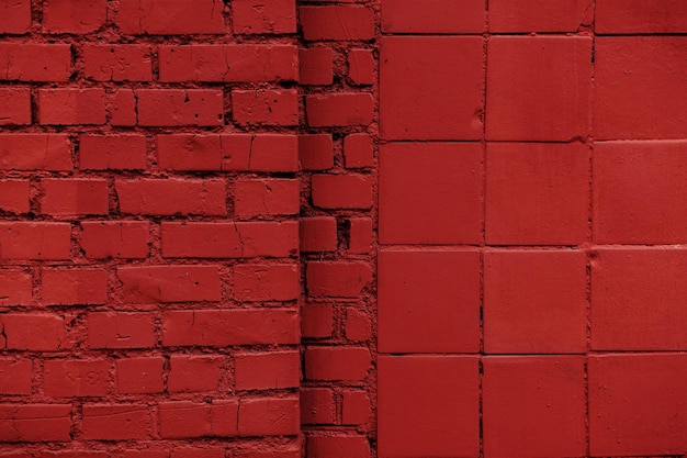 Pared de ladrillo pintada de rojo