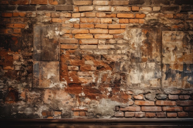 Pared de ladrillo rústico con un acabado envejecido y cálidos tonos tierra perfectos para añadir textura a cualquier