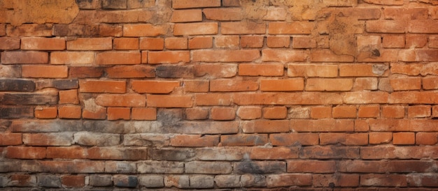 Pared de ladrillo vieja con textura de una casa en tonalidad naranja