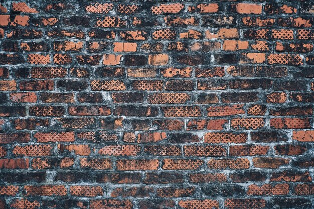 Pared de ladrillo vintage, gran diseño para cualquier propósito. Textura de fondo vieja. Telón de fondo urbano grunge. Textura de grunge de superficie agrietada. Pared de ladrillo rojo. Superficie vieja y sucia.