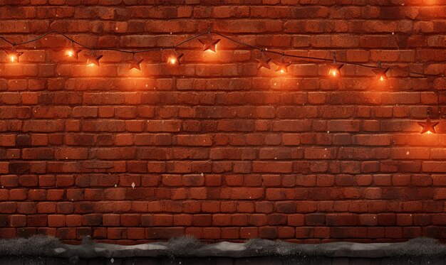 Foto pared de ladrillos con lámpara de luz de fondo en blanco plantilla