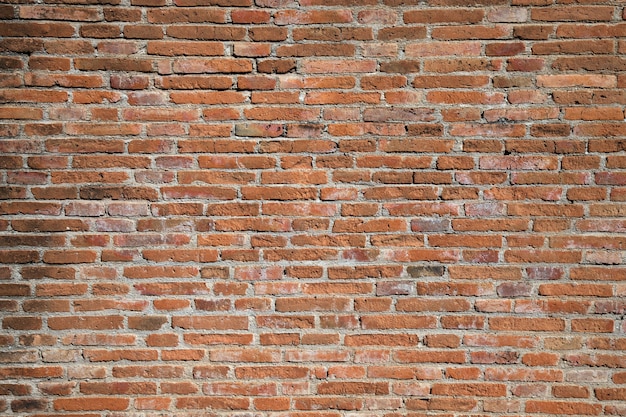 Pared de ladrillos rojos con luz dura y sombra en un día soleado