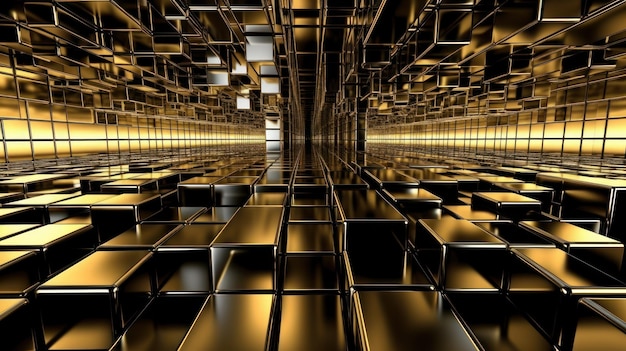 Una pared de lingotes de oro con la palabra oro