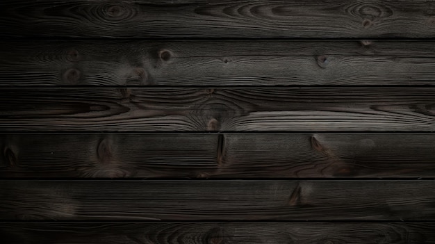 Una pared de madera oscura con textura de madera y suelo de madera.