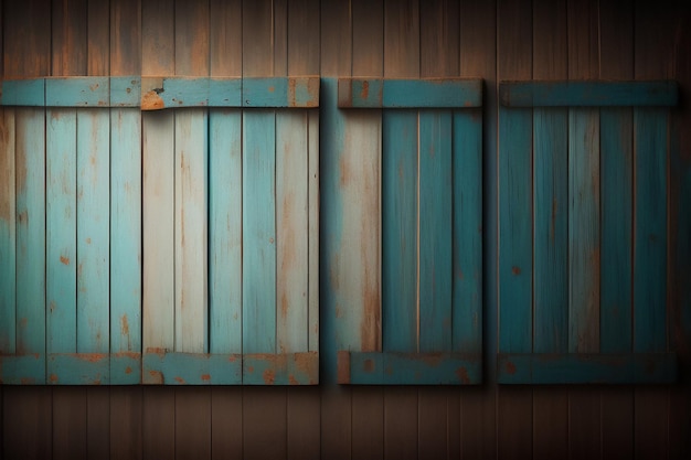 Una pared de madera con persianas azules que dice "la palabra" en ella.