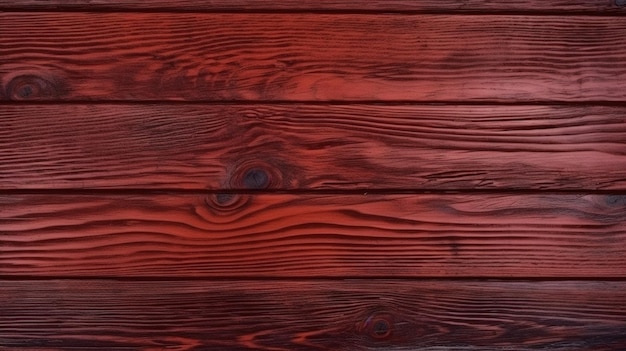 Una pared de madera roja con una mancha oscura.