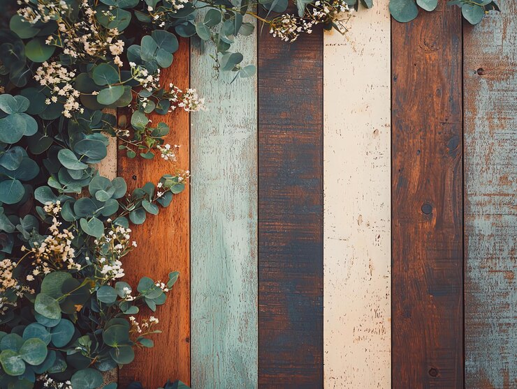 Foto una pared de madera con una variedad de colores y texturas
