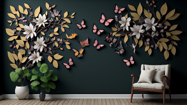 Una pared con mariposas