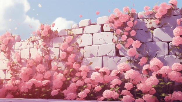 una pared con muchas rosas diferentes en ella