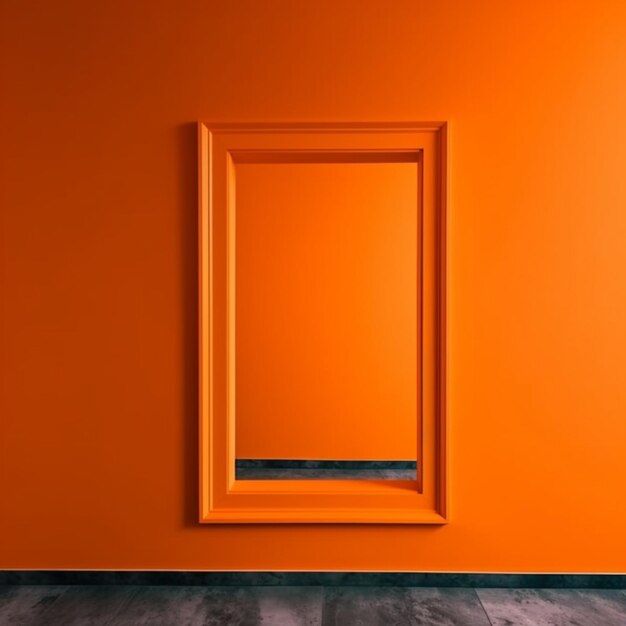 Una pared naranja con un marco de ventana