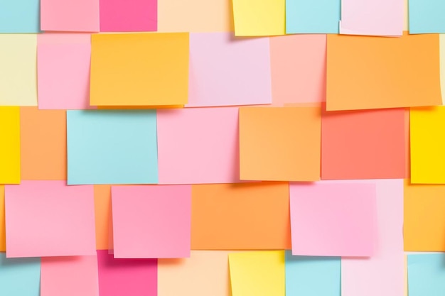 una pared de notas adhesivas con un post-it rosa