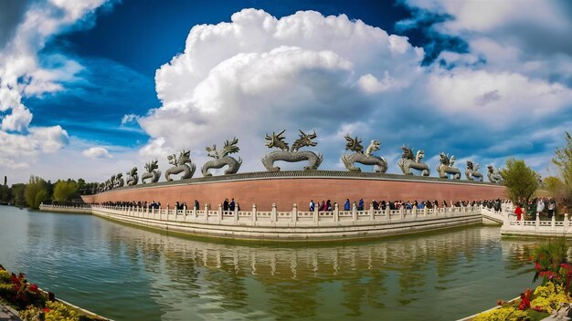 La pared de los nueve dragones en el parque Beihai en Beijing