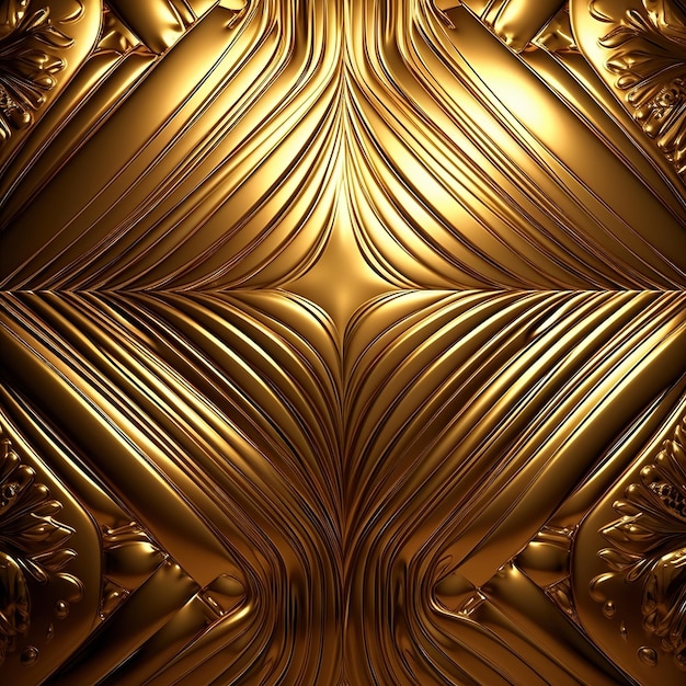 una pared de oro con un diseño de oro en el medio