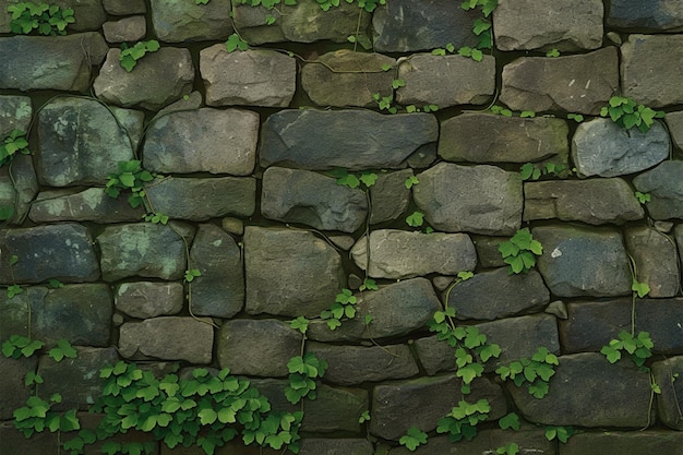 La pared de piedra adornada con un exuberante musgo verde un atractivo vintage