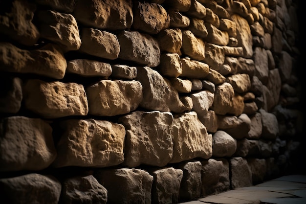 Una pared de piedra texturizada con una iluminación espectacular que muestra patrones intrincados IA generativa