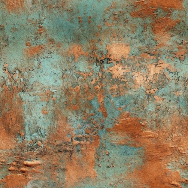 Una pared con pintura oxidada y azul