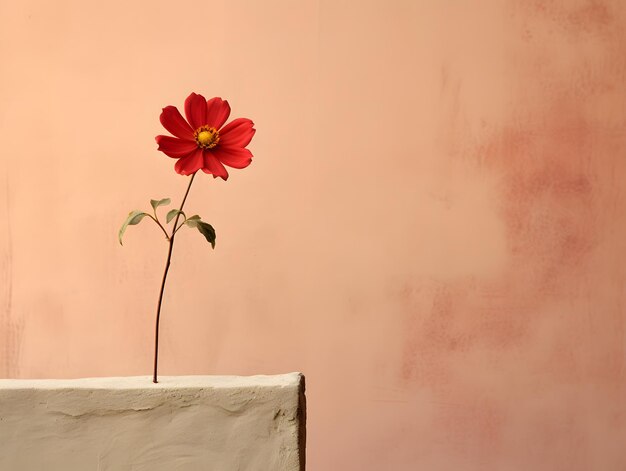 pared plana y una flor a un lado