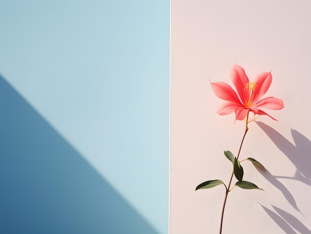 pared plana y una flor a un lado