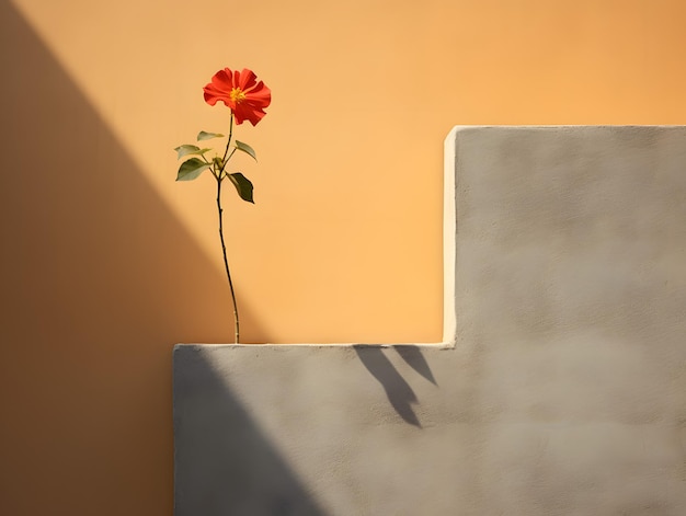 pared plana y una flor a un lado