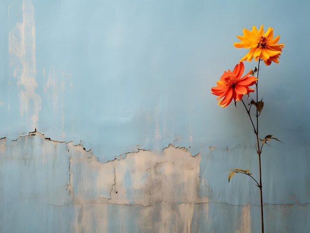 pared plana y una flor a un lado