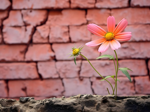 Foto pared plana y flor