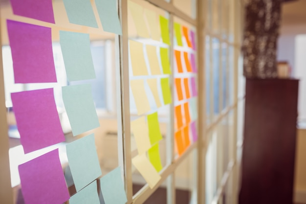 Pared con post-it en